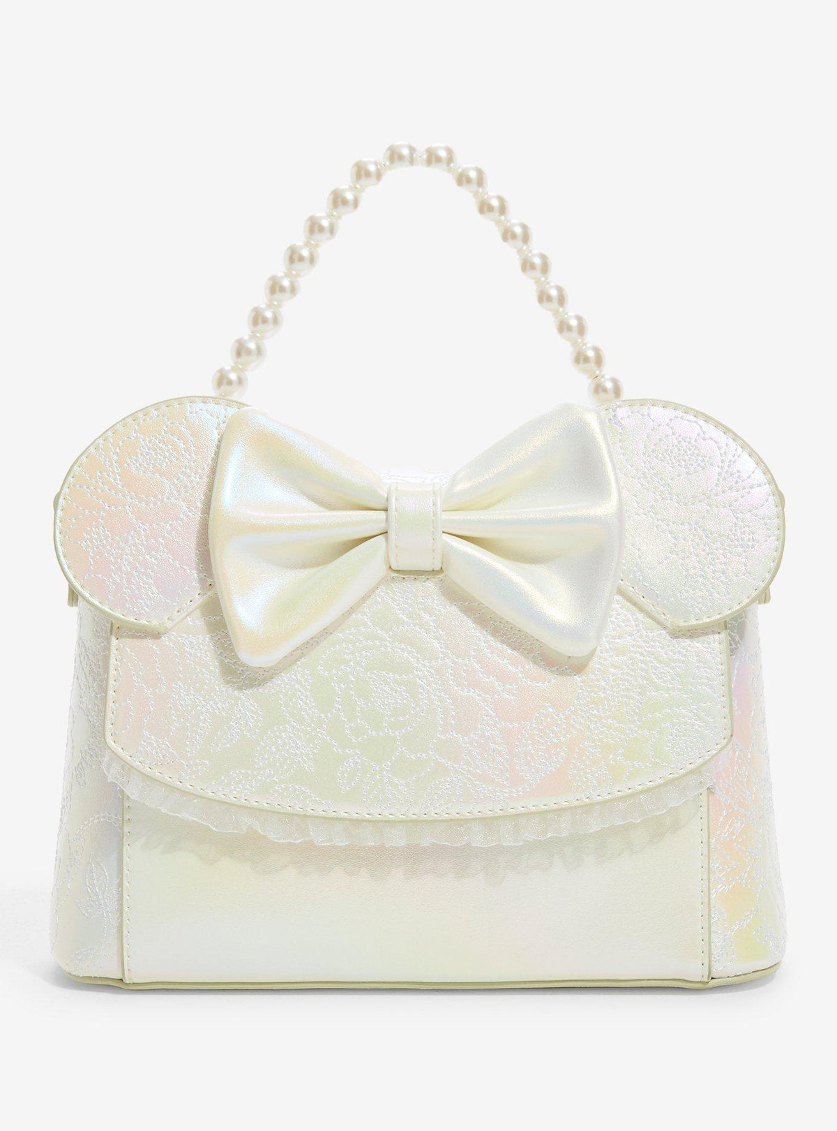 Cartera iridiscente de Minnie Mouse con lazo de boda