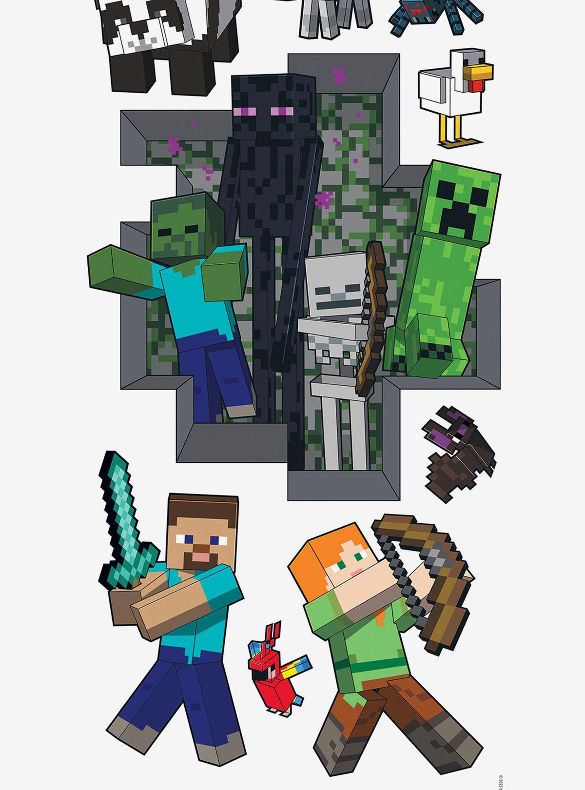 Adhesivos de pared de criaturas hostiles de Minecraft