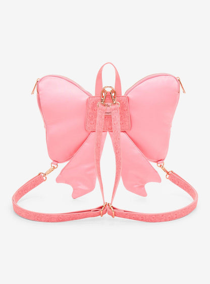 Mochila mini Marie satinada con forma de lazo