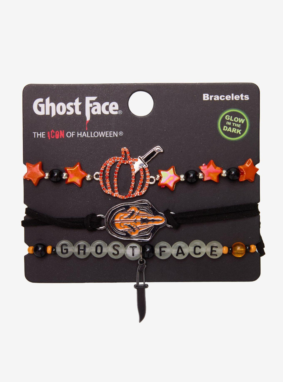 Set de pulseras de Ghost Face que brillan en la oscuridad