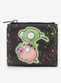 Mini billetera con cierre Invader Zim: GIR y cerdito