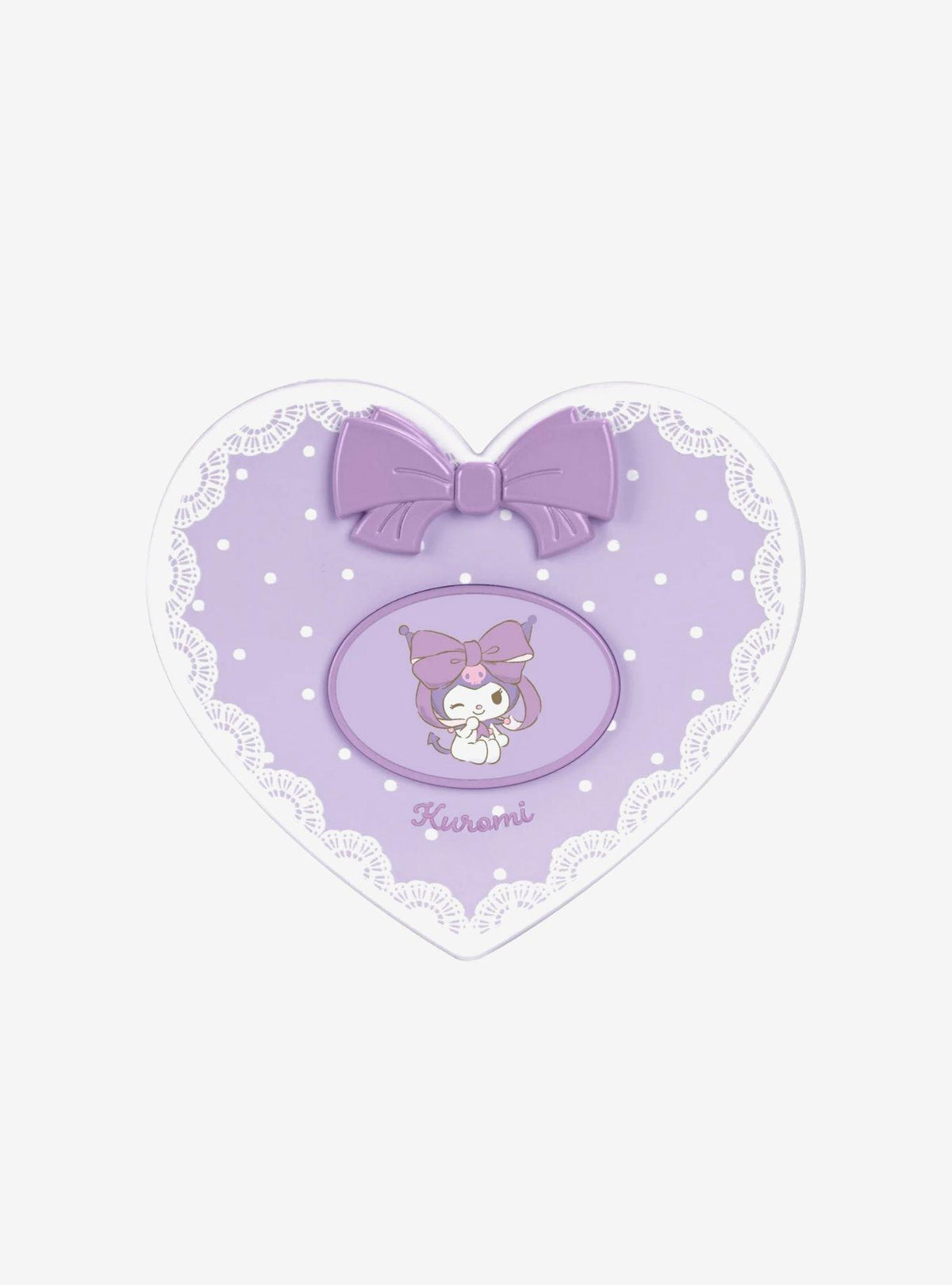 Espejo compacto LED con forma de corazón Kuromi