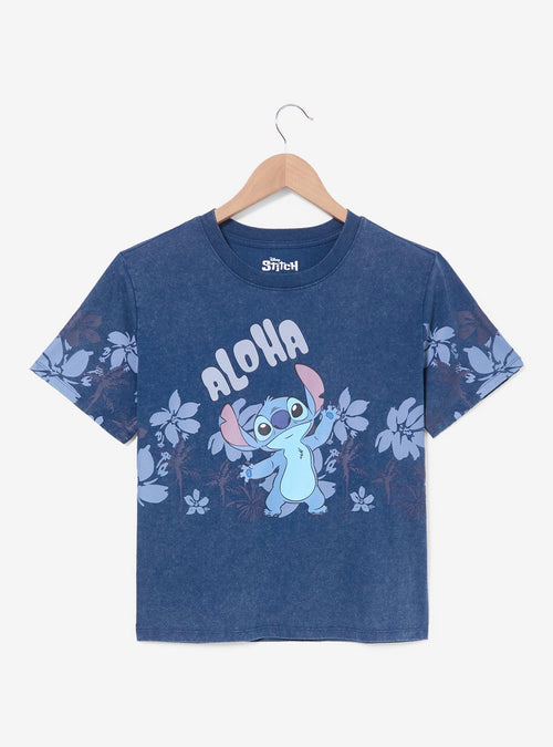 Polera corta floral de Stitch de Disney Lilo & Stitch