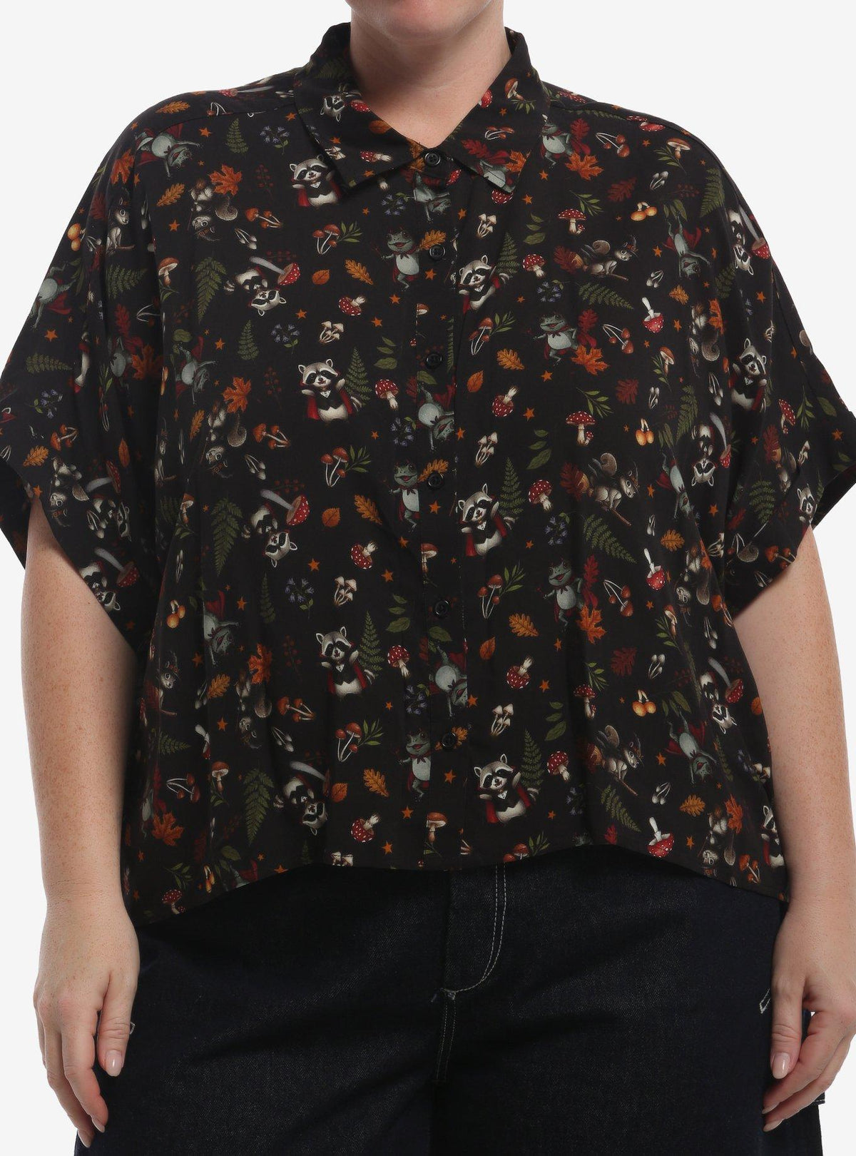 Camisa Halloween de criaturas del bosque, talla plus