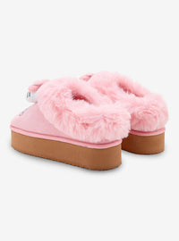 Pantuflas tipo zueco Hello Kitty con borde de peluche
