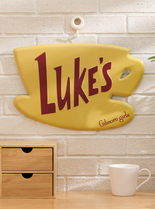 Letrero metálico de pared con logo de Luke's Diner