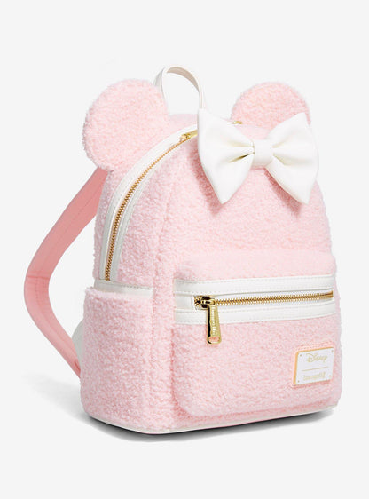 Mochila mini sherpa rosa con orejas de Minnie Mouse