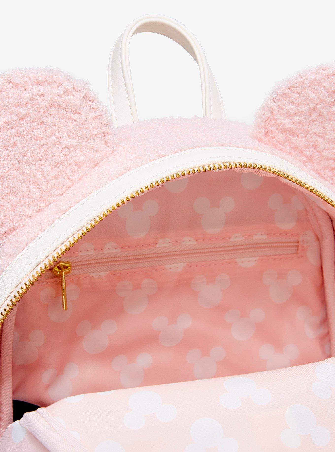 Mochila mini sherpa rosa con orejas de Minnie Mouse