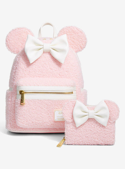 Mochila mini sherpa rosa con orejas de Minnie Mouse