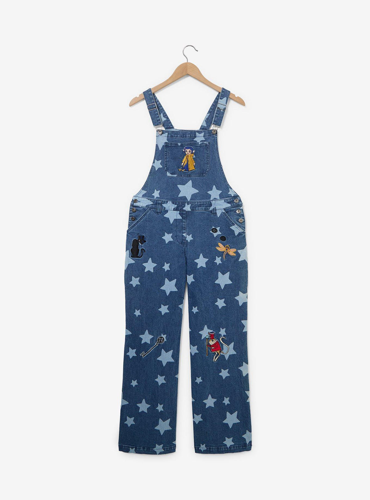 Jardinera de mezclilla Coraline con estrellas para mujer