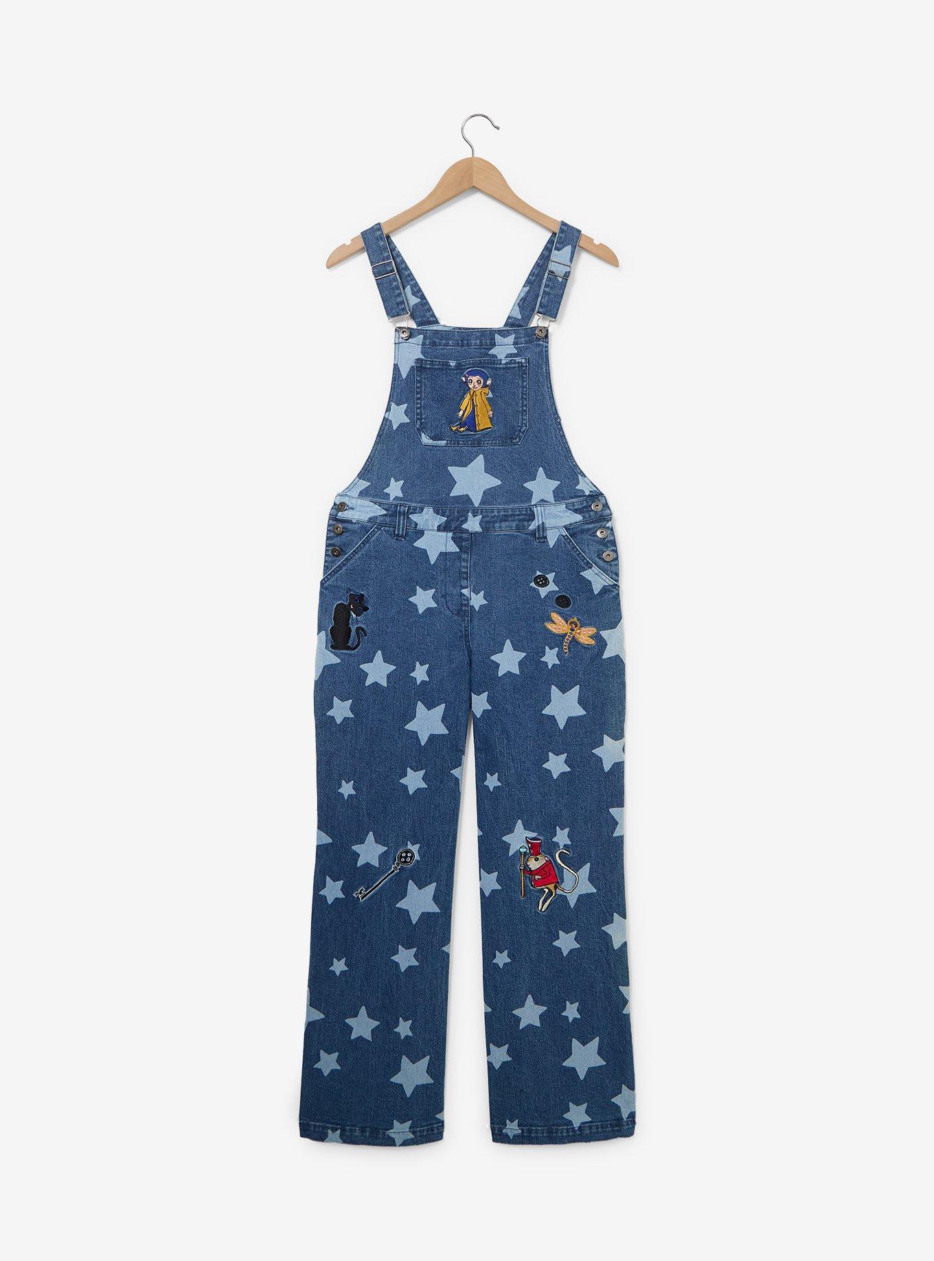 Jardinera de mezclilla Coraline con estrellas para mujer