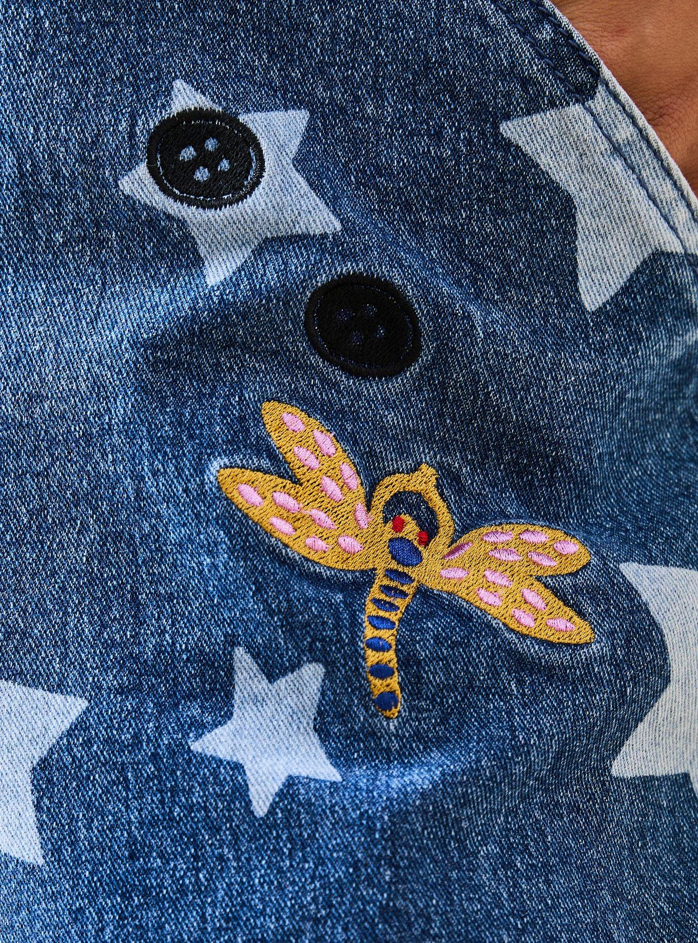 Jardinera de mezclilla Coraline con estrellas para mujer