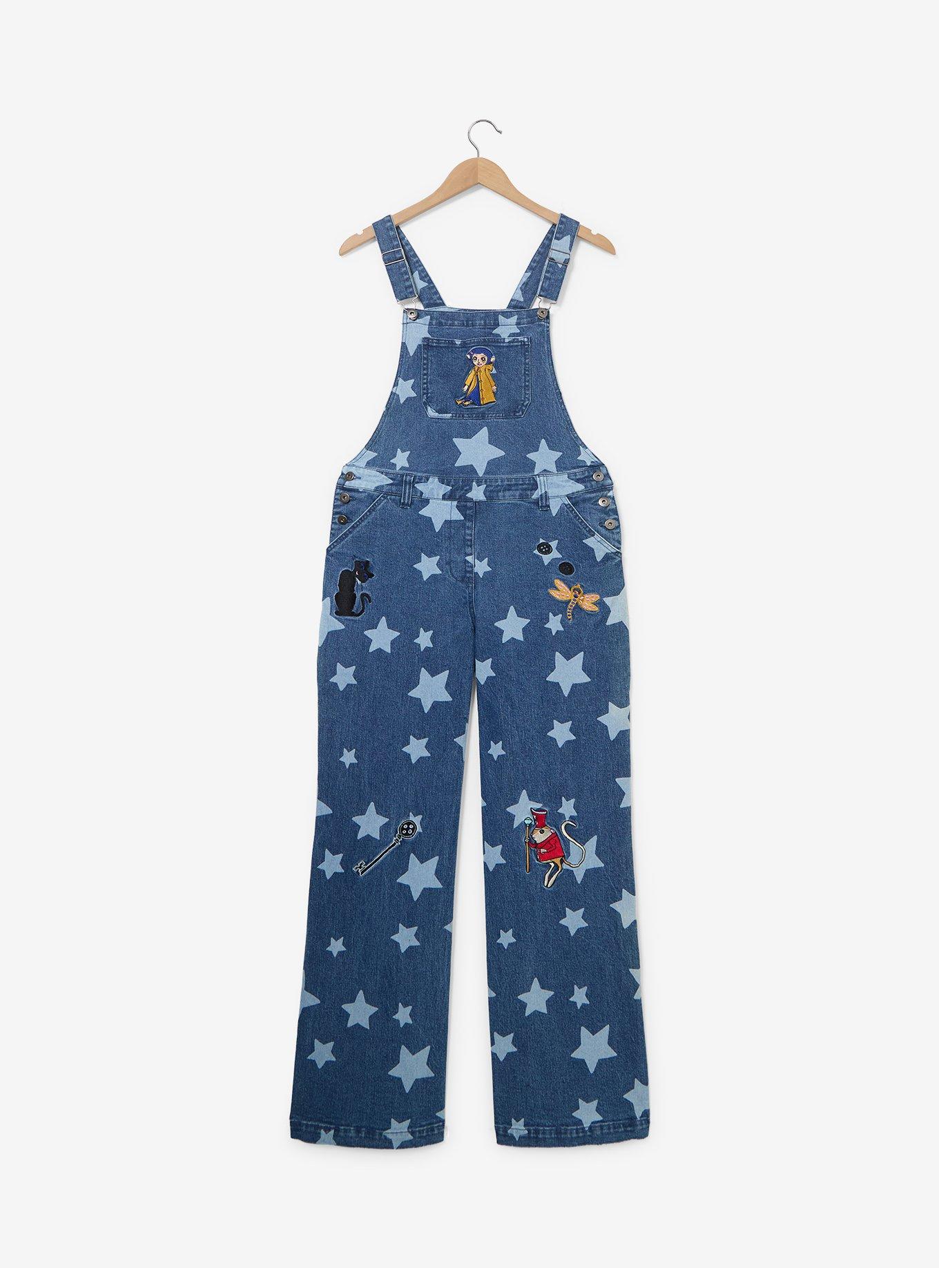 Jardinera de mezclilla con estrellas de Coraline para mujer