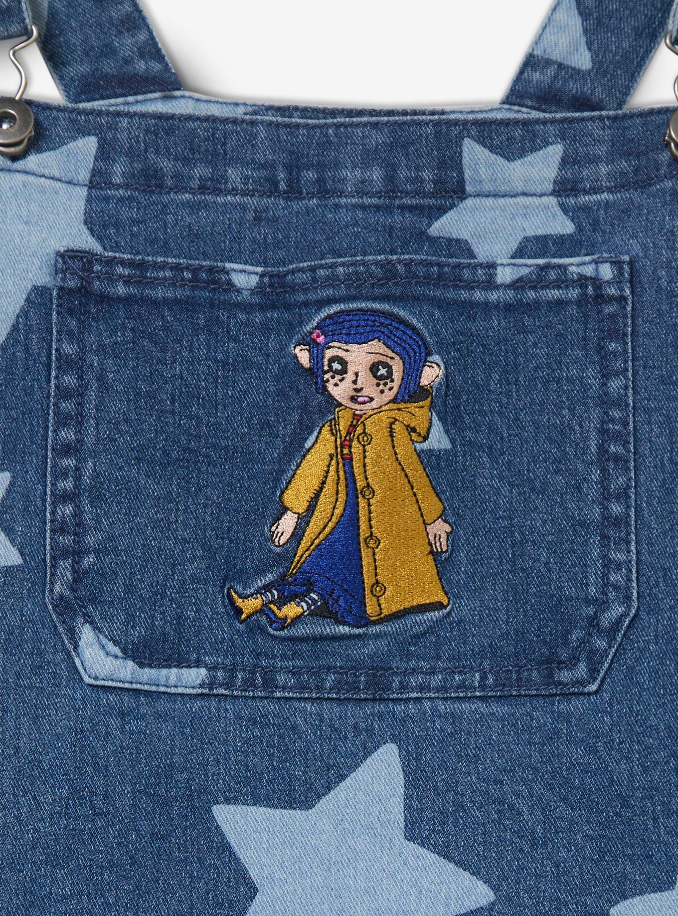 Jardinera de mezclilla con estrellas de Coraline para mujer