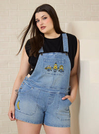 Jardinera corta Minions y bananas, tallas plus mujer