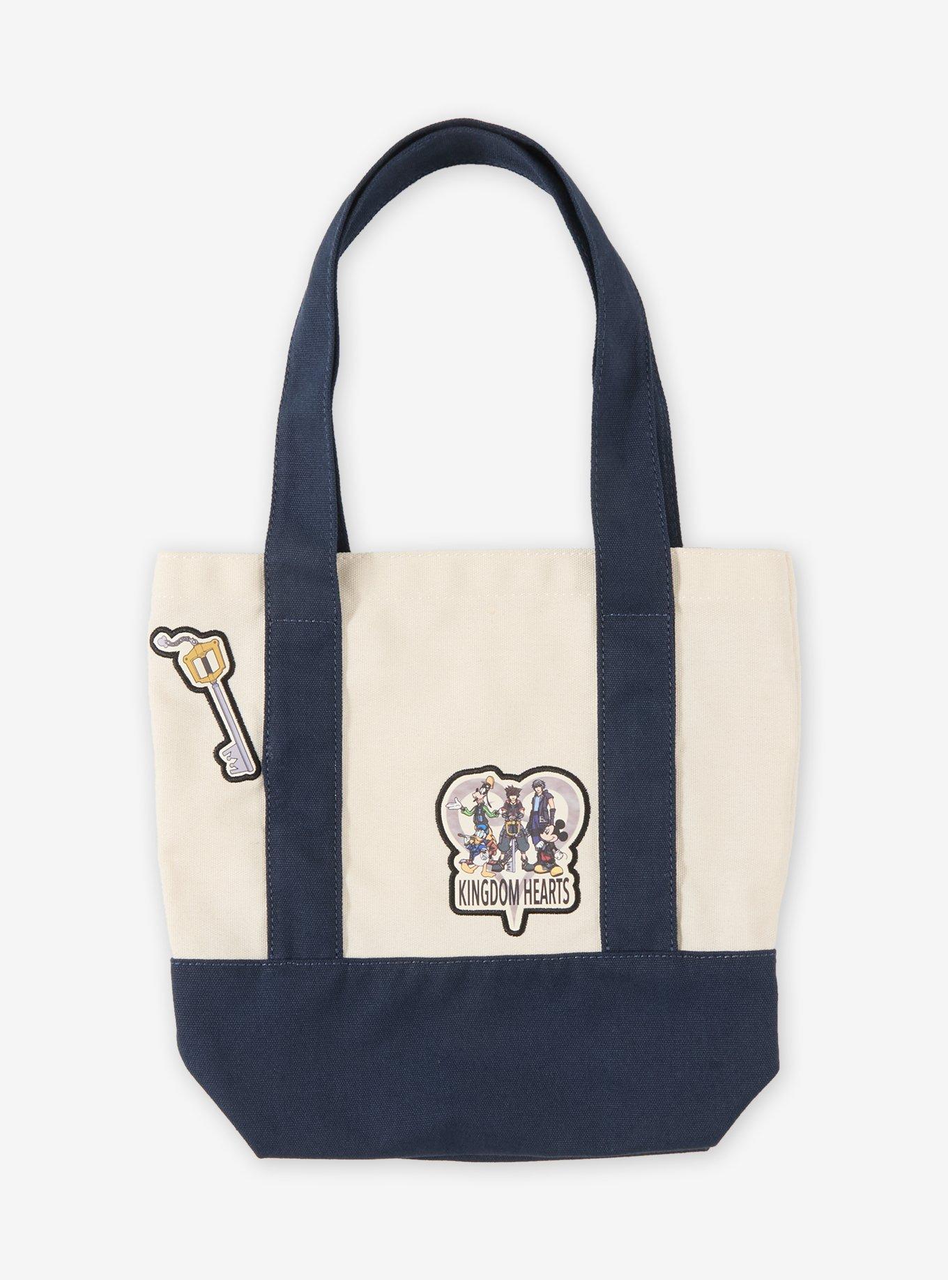 Mini bolso de lona azul marino Kingdom Hearts con parches