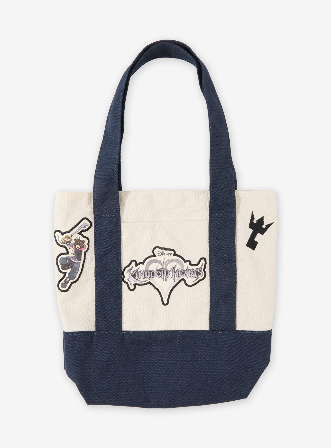 Mini bolso de lona azul marino Kingdom Hearts con parches
