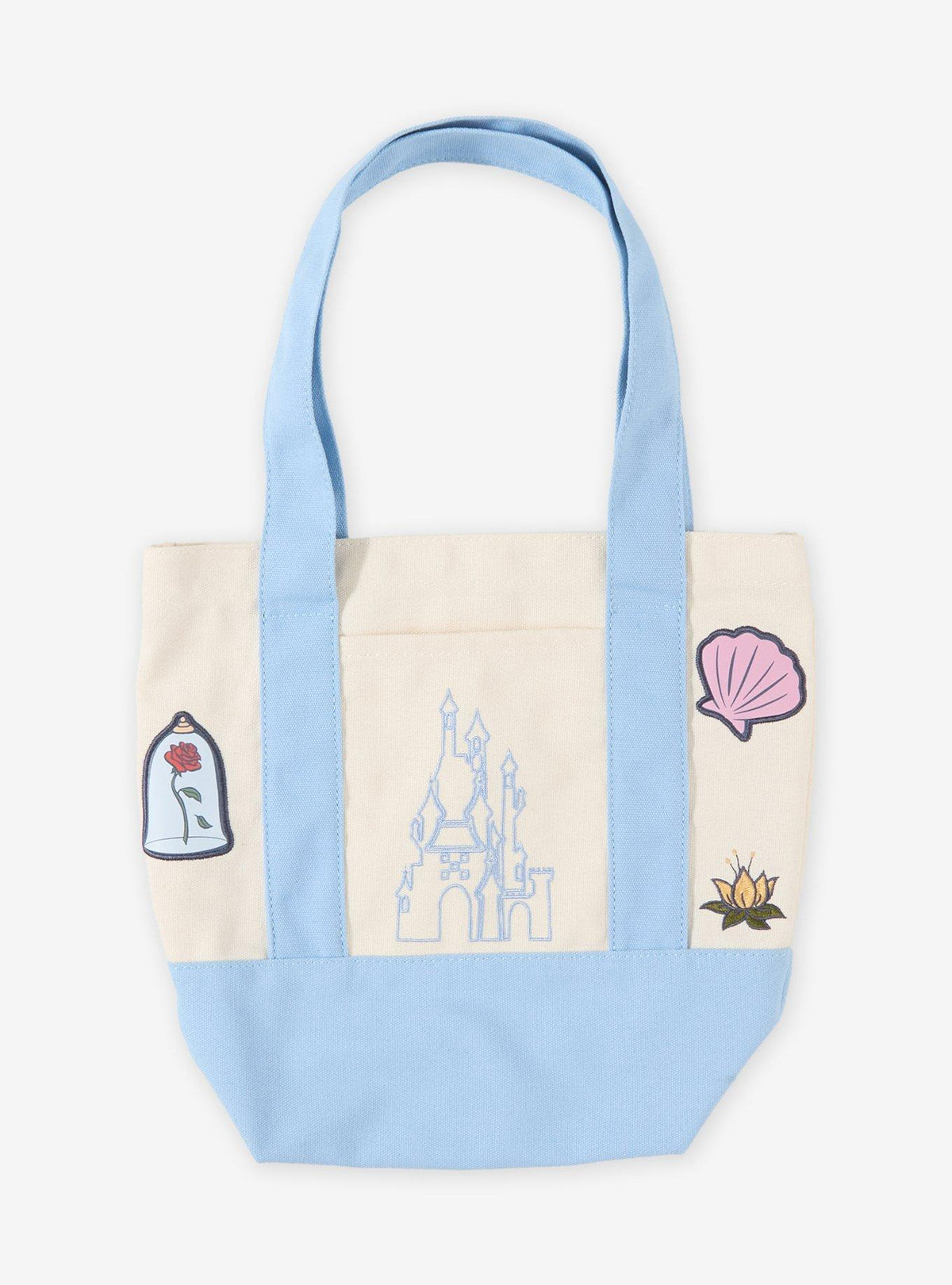 Bolso tote mini celeste de Disney Princess con parches