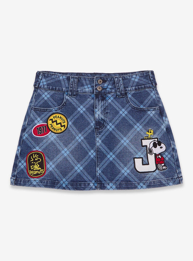 Falda mini de mezclilla Peanuts Snoopy Joe Cool talla plus