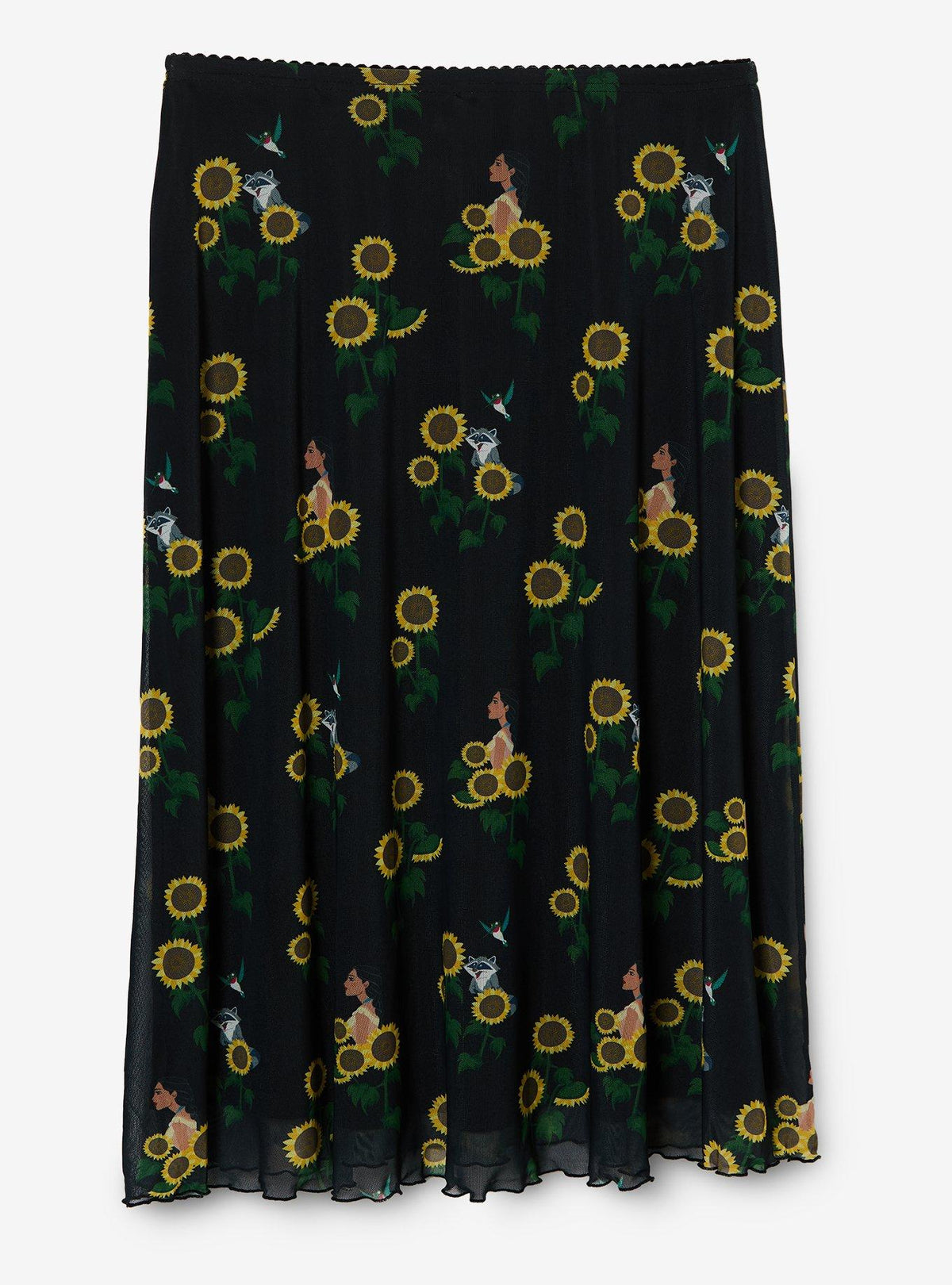 Falda midi de malla Pocahontas con girasoles