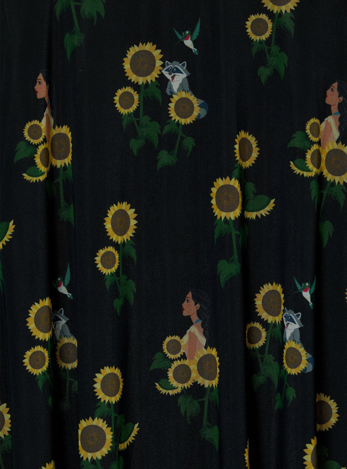 Falda midi de malla Pocahontas con girasoles