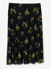 Falda midi de malla de Pocahontas con girasoles