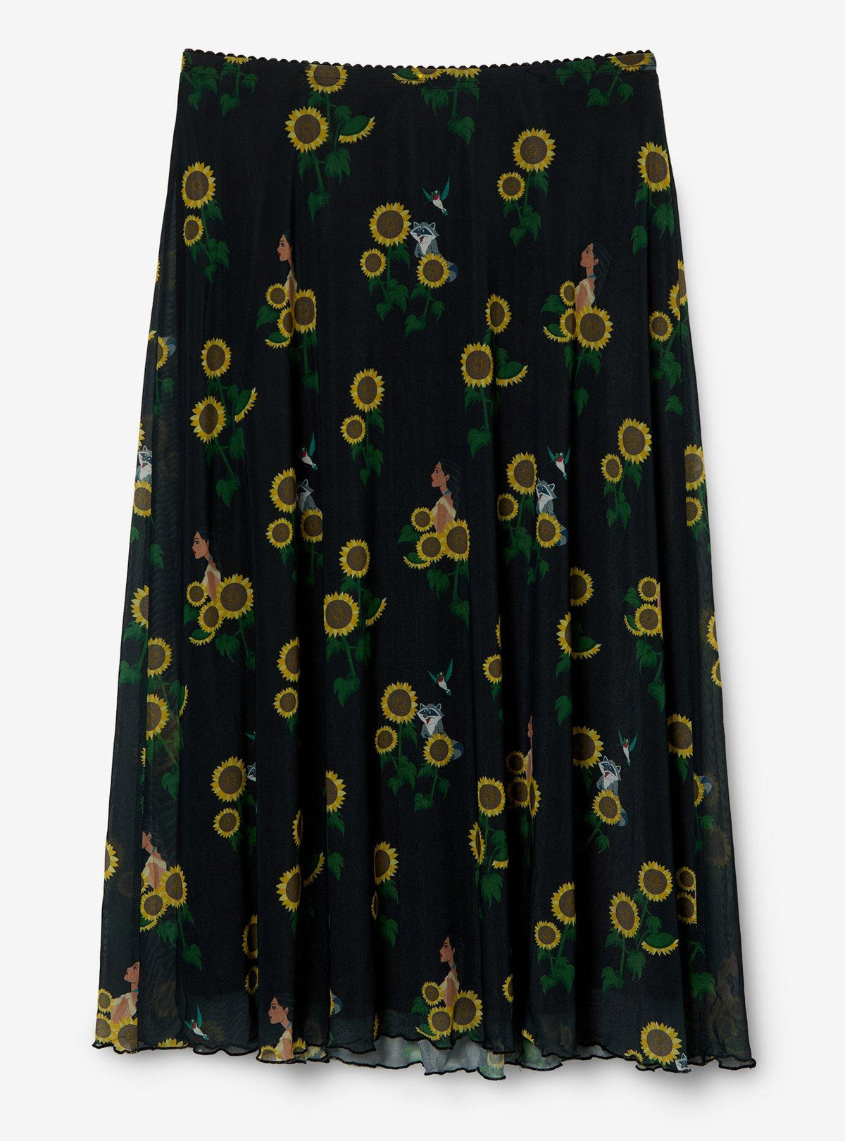 Falda midi de malla de Pocahontas con girasoles