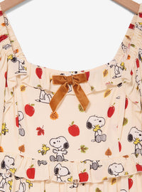 Vestido Peanuts de Snoopy y Woodstock con manzanas