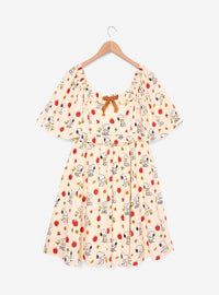 Vestido Peanuts de Snoopy y Woodstock con manzanas