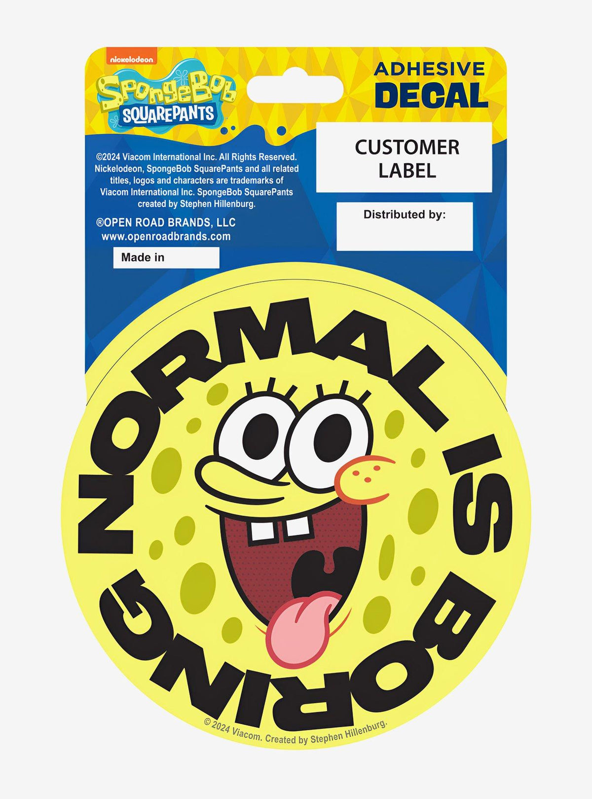 Calcomanía SpongeBob SquarePants: Ser normal es aburrido