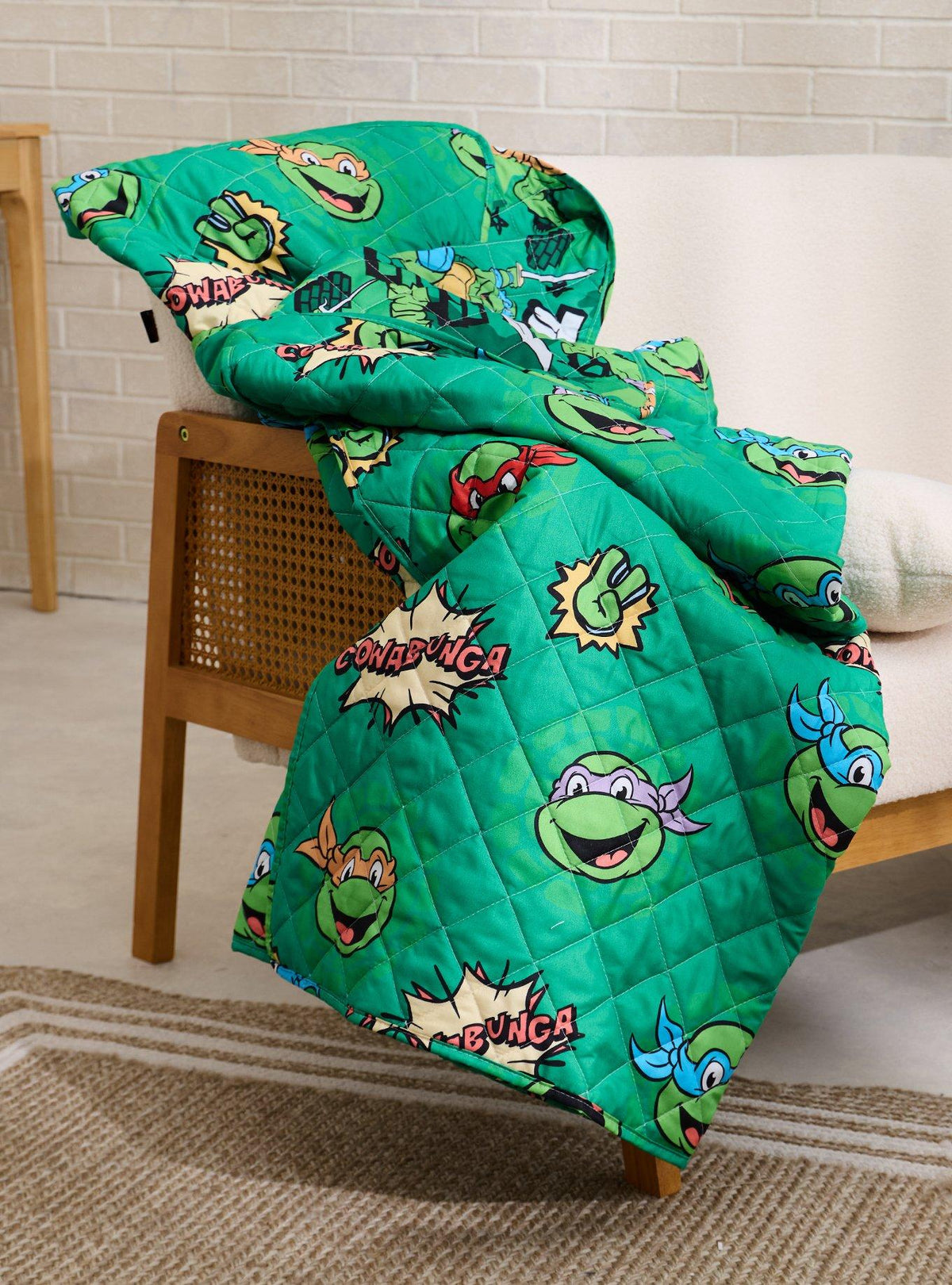 Manta acolchada reversible retro de Teenage Mutant Ninja Turtles