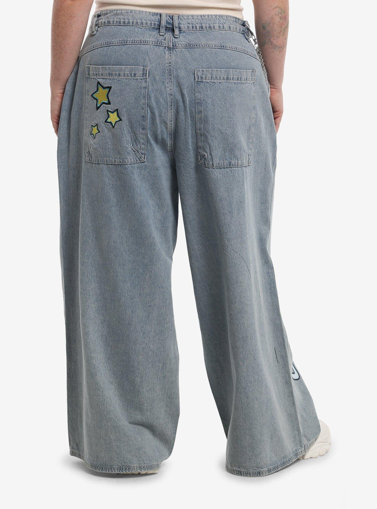 Jeans wide leg tallas plus Sonic the Hedgehog con cadena