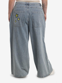 Jeans wide leg tallas plus Sonic the Hedgehog con cadena
