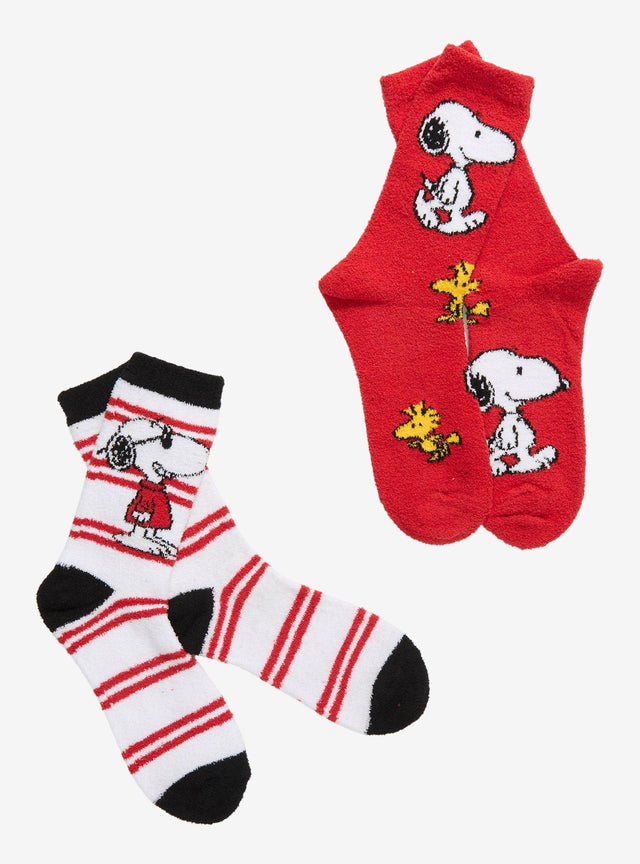 Calcetines afelpados a rayas de Snoopy y Woodstock