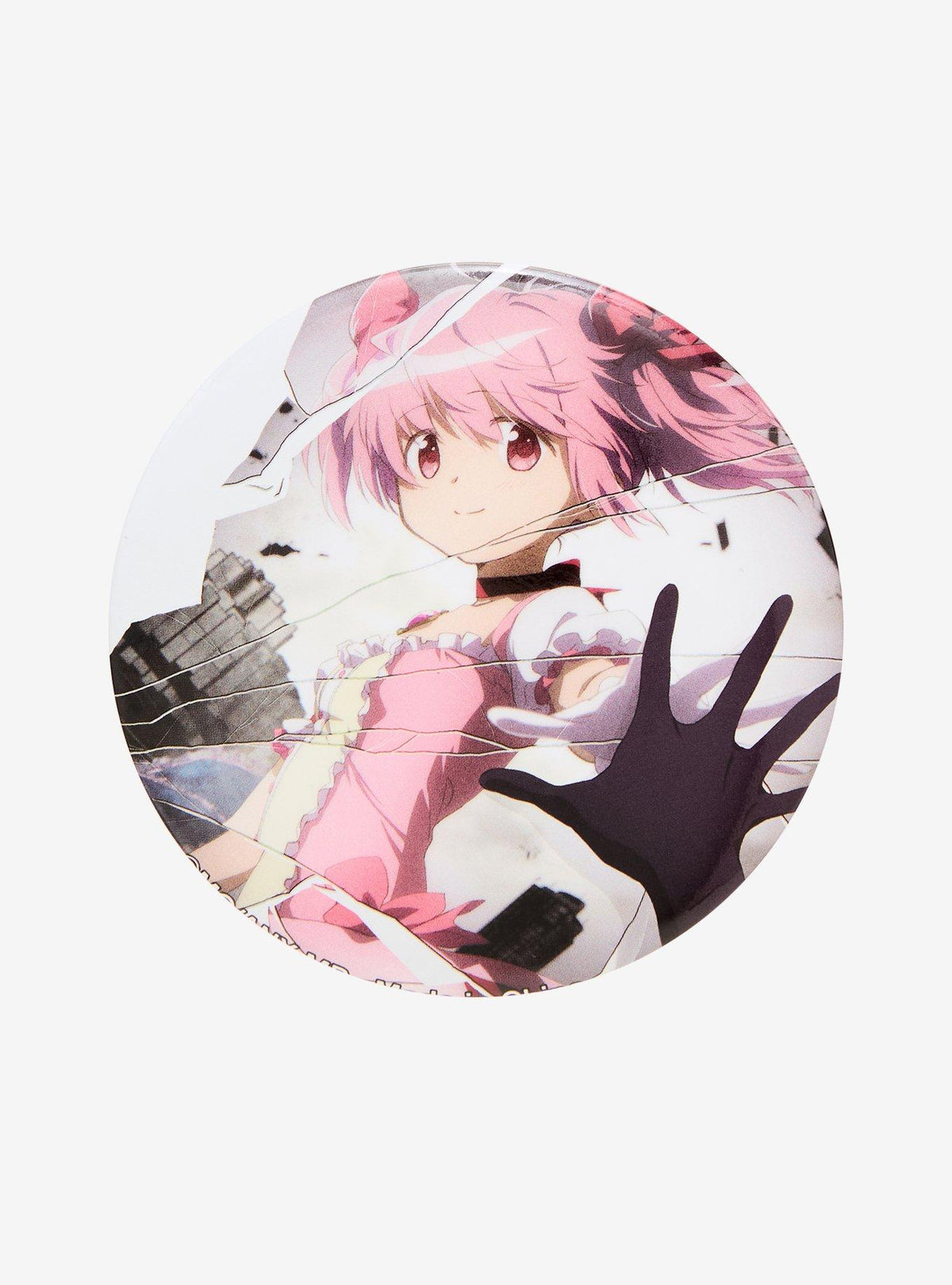 Pin Madoka Magica con retrato agrietado