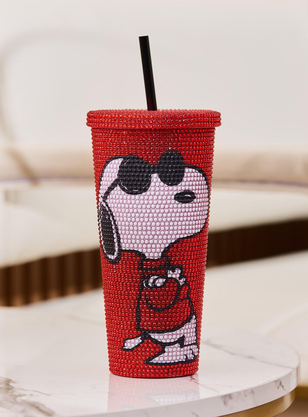 Vaso Peanuts de Snoopy como Joe Cool con strass