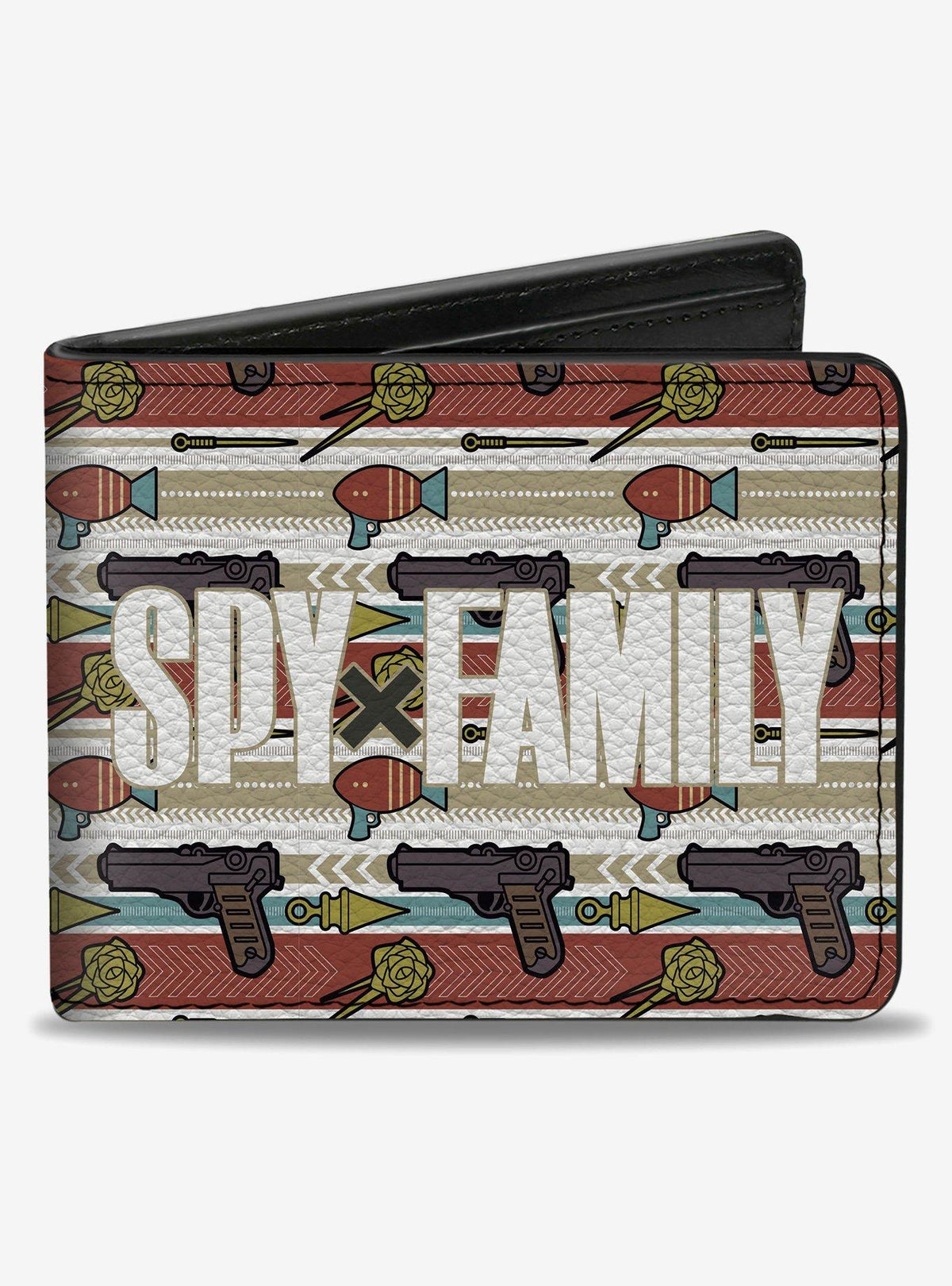Billetera plegable Spy x Family con diseño de armas y franjas
