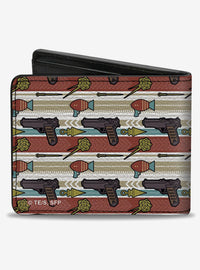 Billetera Spy x Family con diseño de armas y franjas