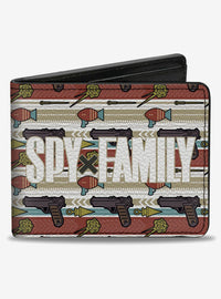 Billetera Spy x Family con diseño de armas y franjas