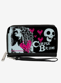 Billetera El cadáver de la novia: Emily, corazones y calavera