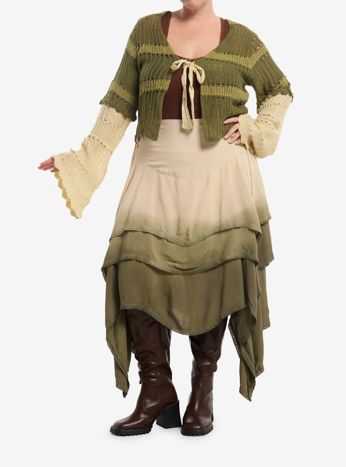 Bolero tejido Thorn & Fable a rayas verdes