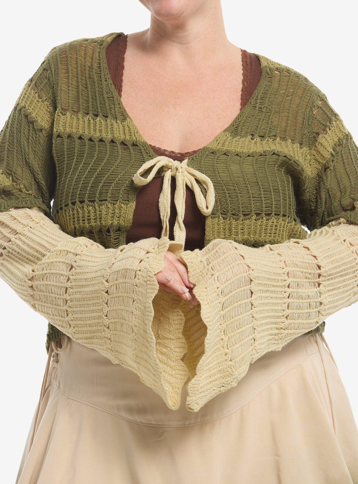 Bolero tejido Thorn & Fable a rayas verdes