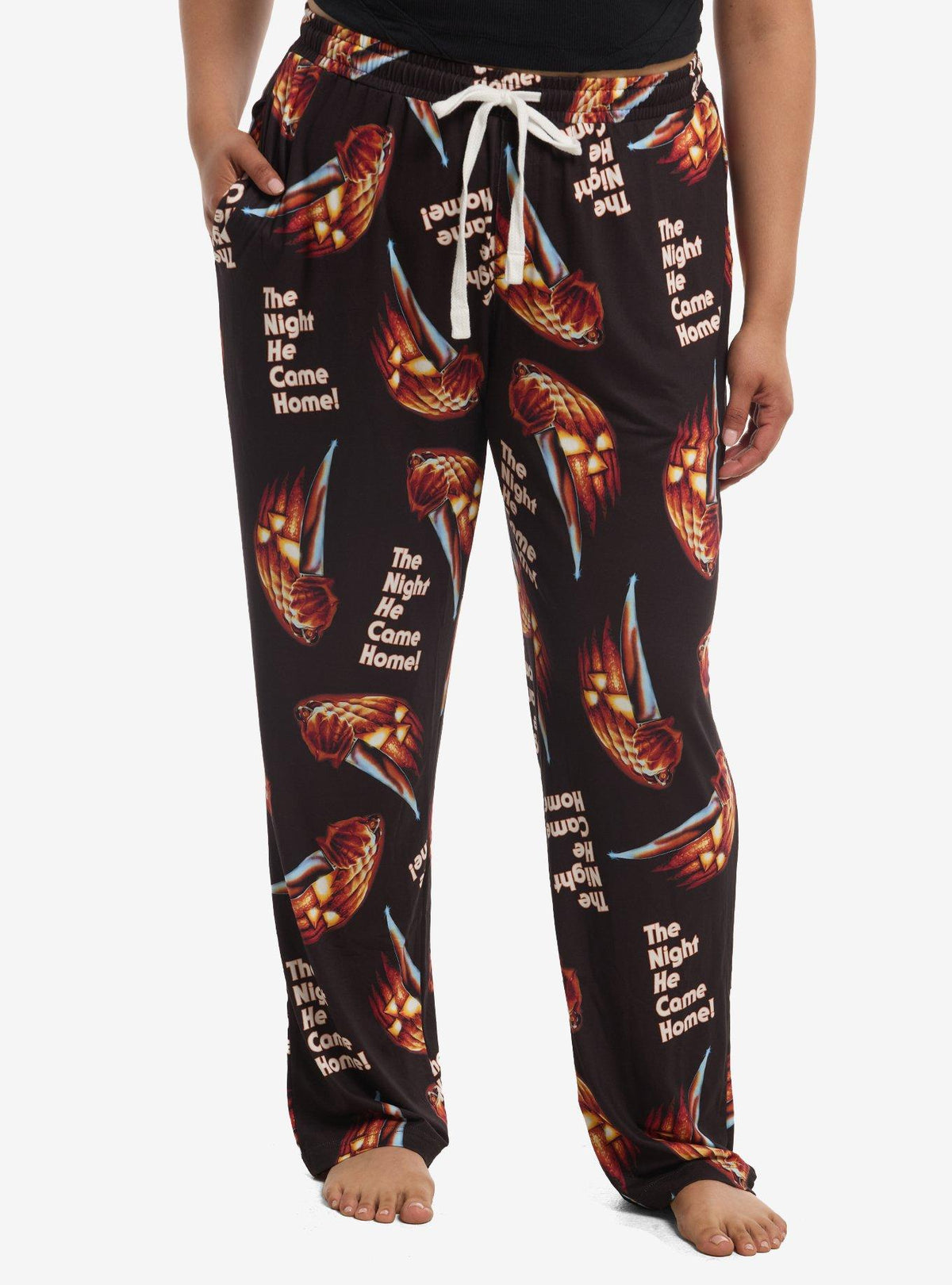 Pantalón de pijama Halloween con calabaza, talla plus