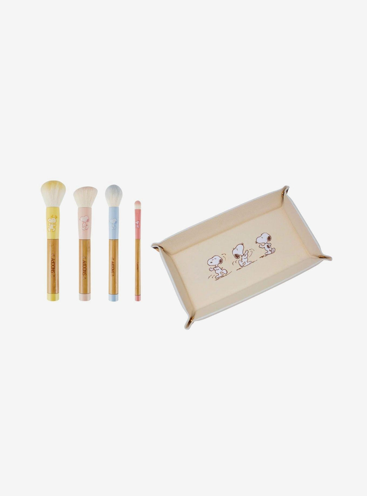 Set de 4 brochas de maquillaje Peanuts Snoopy con bandeja