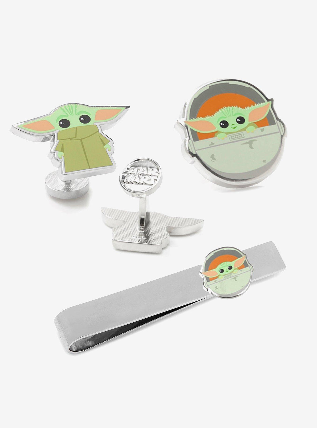 Set de regalo Star Wars: gemelos, pisacorbata y pin de Grogu