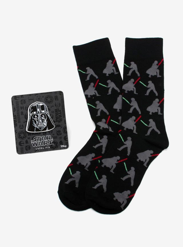 Calcetines negros y pin de Darth Vader: set Star Wars