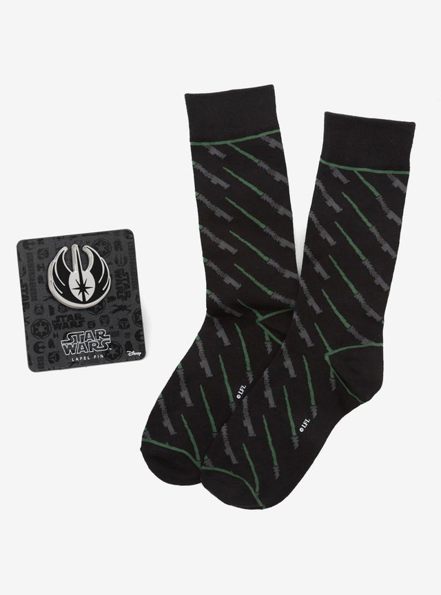 Set de calcetines Star Wars con sable de luz verde y pin Jedi