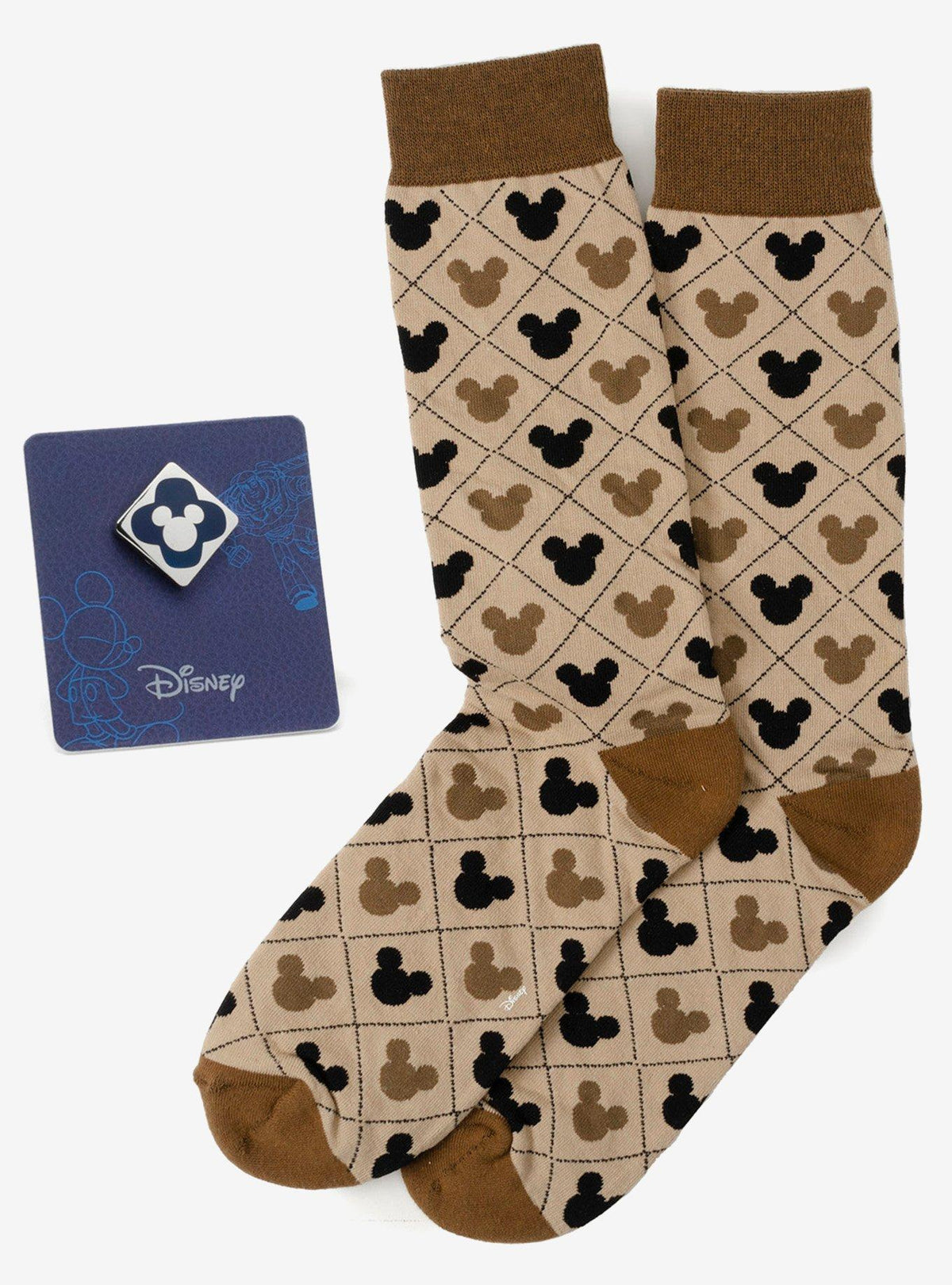 Set de calcetines beige y pin de solapa de Mickey Mouse