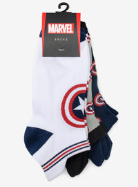 Calcetines tobilleros Captain America, 3 pares y pin