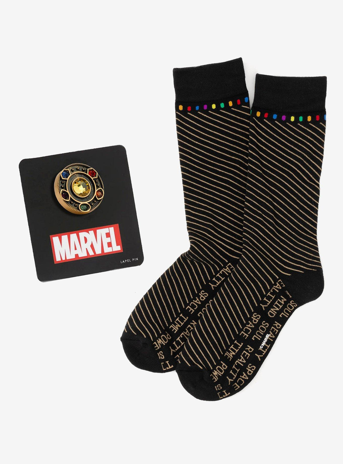 Set Marvel Avengers: calcetines y pin de las Gemas del Infinito